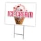 Signmission Ice Cream Yard Sign & Stake outdoor plastic coroplast window, C-1216 Ice Cream C-1216 Ice Cream - alternate 1